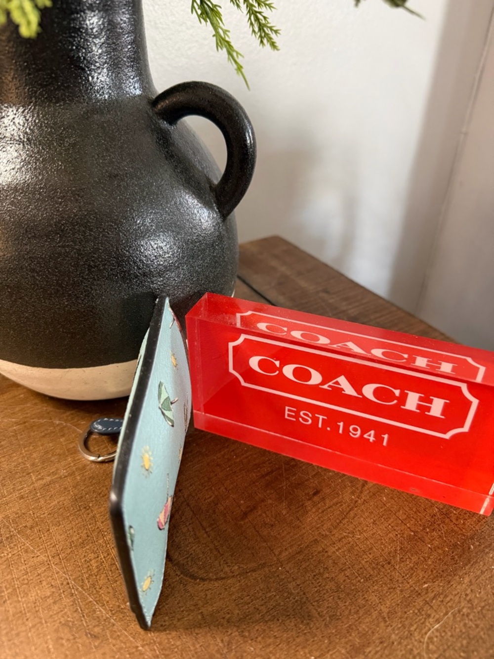 Coach Beach Umbrella Mini Skinny ID Card Case with Keyring - Picture 4 of 8